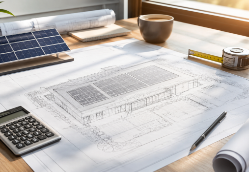 Solar planning workspace with drafting tools